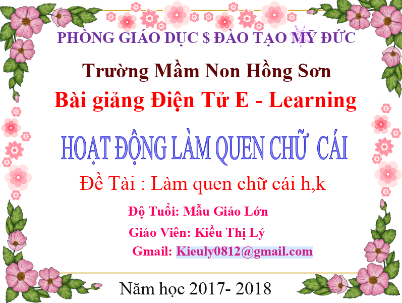 lam quen voi chu cai h,k